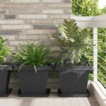 vidaXL Kvetináče 6 pcs Čierna 43 x 43 x 33,5 cm Plast