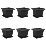 vidaXL Kvetináče 6 pcs Čierna 43 x 43 x 33,5 cm Plast – Obrázok 2