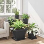 vidaXL Kvetináče 6 pcs Čierna 43 x 43 x 33,5 cm Plast – Obrázok 4