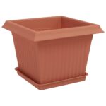 vidaXL Kvetináče 24 pcs Tehlovo červená 23 x 23 x 17,5 cm Plast – Obrázok 5