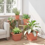vidaXL Kvetináče 24 pcs Tehlovo červená 28,5 x 28,5 x 22 cm Plast – Obrázok 4