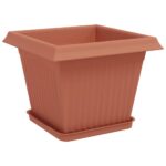 vidaXL Kvetináče 24 pcs Tehlovo červená 28,5 x 28,5 x 22 cm Plast – Obrázok 5
