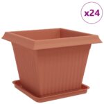 vidaXL Kvetináče 24 pcs Tehlovo červená 43 x 43 x 33,5 cm Plast – Obrázok 2