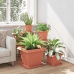 vidaXL Kvetináče 24 pcs Tehlovo červená 43 x 43 x 33,5 cm Plast – Obrázok 4