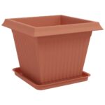 vidaXL Kvetináče 24 pcs Tehlovo červená 43 x 43 x 33,5 cm Plast – Obrázok 5