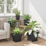vidaXL Kvetináče 24 pcs Čierna 28,5 x 28,5 x 22 cm Plast – Obrázok 4