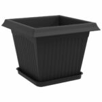 vidaXL Kvetináče 24 pcs Čierna 28,5 x 28,5 x 22 cm Plast – Obrázok 5