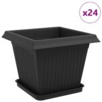 vidaXL Kvetináče 24 pcs Čierna 33 x 33 x 26 cm Plast – Obrázok 2