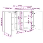 vidaXL Set kabinetov do kúpeľne s poličkou 3 pcs 130 x 14,5 x 70 cm – Obrázok 12