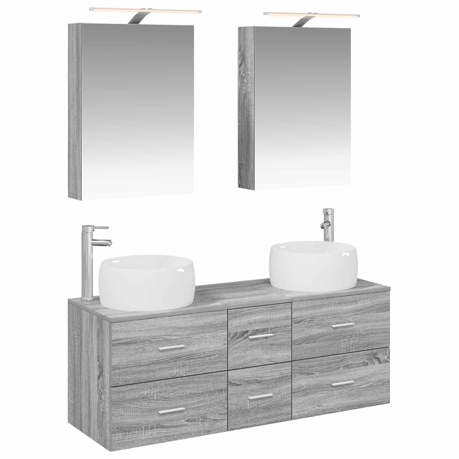 3407036_1.jpg vidaXL Sada kúpeľňového nábytku 5 pcs Sivý Sonoma – Obrázok 1
