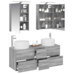 vidaXL Sada kúpeľňového nábytku 5 pcs Sivý Sonoma – Obrázok 2