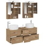 vidaXL Sada kúpeľňového nábytku 5 pcs Dub artisan – Obrázok 2