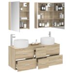 vidaXL Sada kúpeľňového nábytku 5 pcs Dub sonoma – Obrázok 2