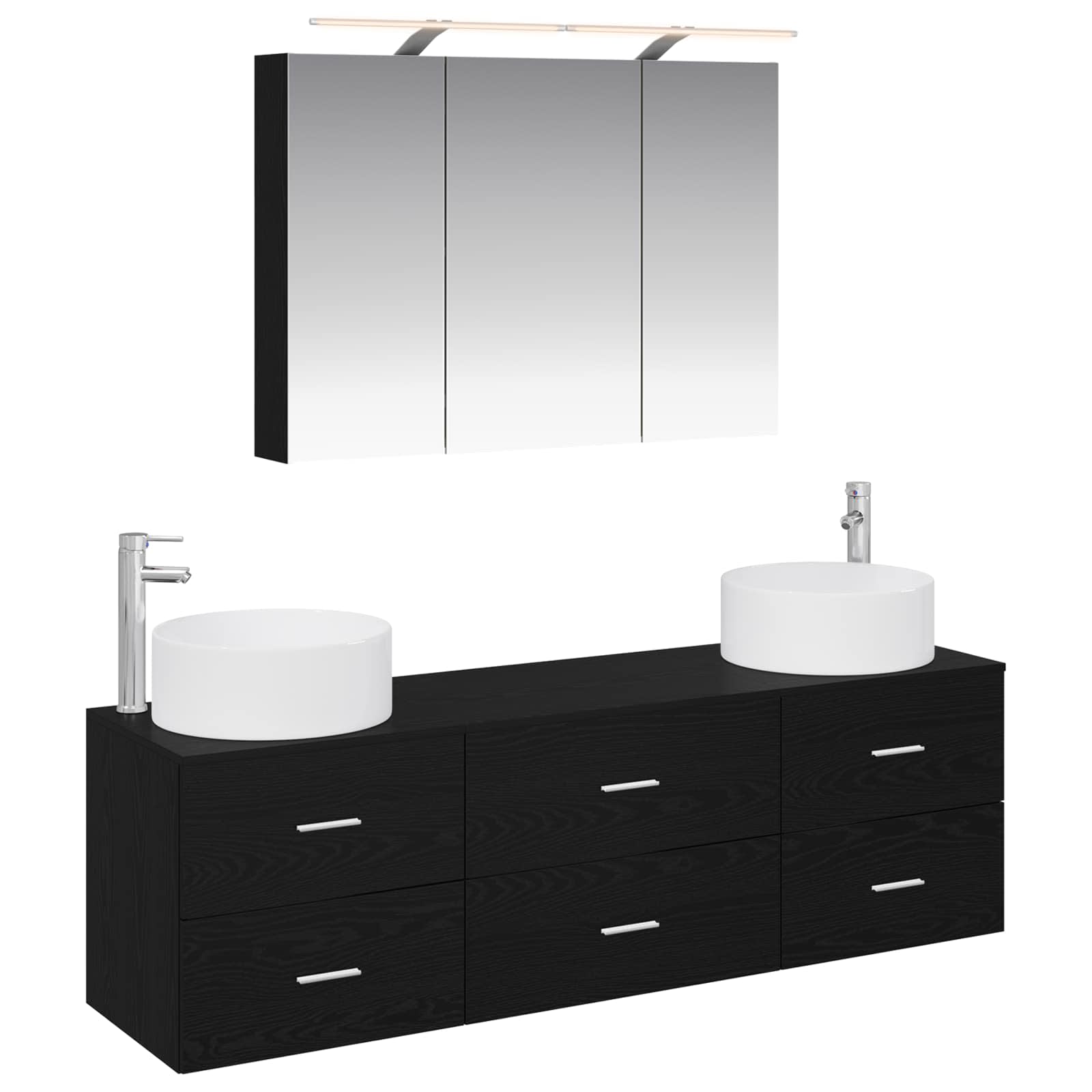 3407056_1.jpg vidaXL Sada kúpeľňového nábytku 4 pcs Čierny dub – Obrázok 1