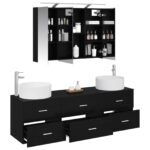 vidaXL Sada kúpeľňového nábytku 4 pcs Čierny dub – Obrázok 2
