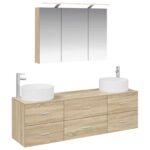 vidaXL Sada kúpeľňového nábytku 4 pcs Dub sonoma