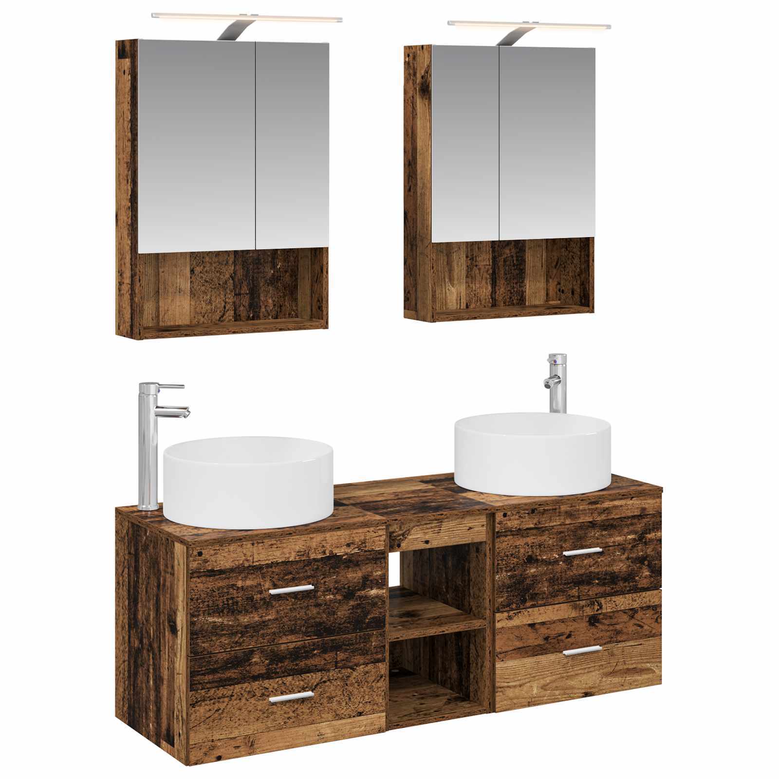 3407085_1.jpg vidaXL Sada kúpeľňového nábytku 5 pcs Staré drevo – Obrázok 1