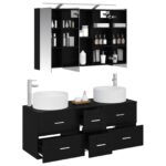 vidaXL Sada kúpeľňového nábytku 4 pcs Čierny dub – Obrázok 2