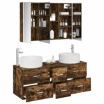 vidaXL Sada kúpeľňového nábytku 4 pcs Dymový dub – Obrázok 2