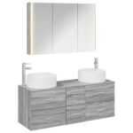 vidaXL Sada kúpeľňového nábytku 4 pcs Sivý Sonoma