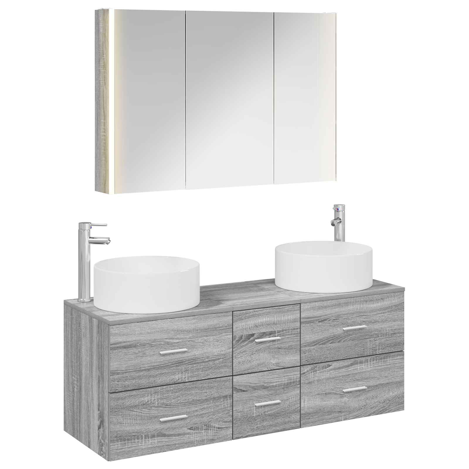 3407108_1.jpg vidaXL Sada kúpeľňového nábytku 4 pcs Sivý Sonoma – Obrázok 1