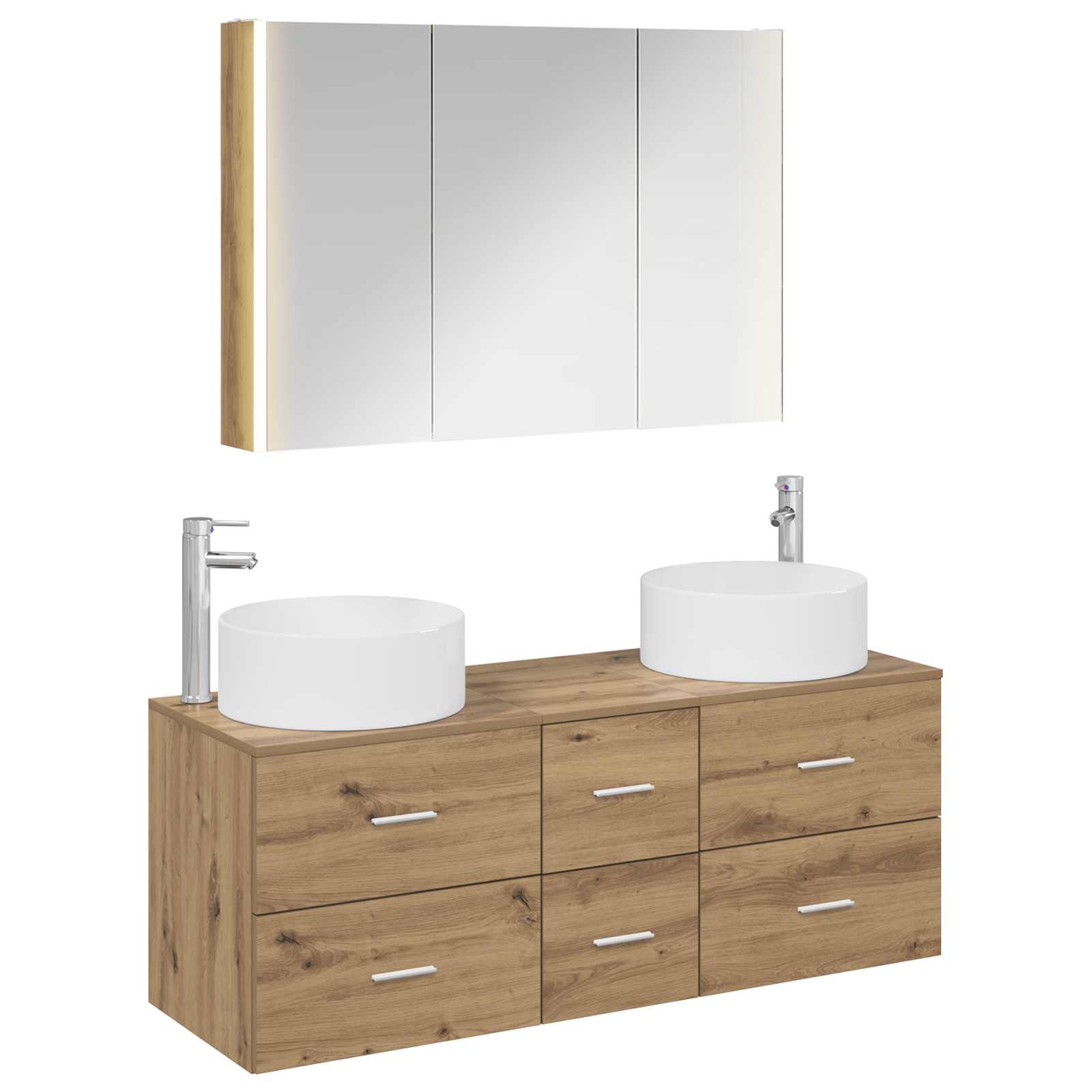 3407110_1.jpg vidaXL Sada kúpeľňového nábytku 4 pcs Dub artisan – Obrázok 1