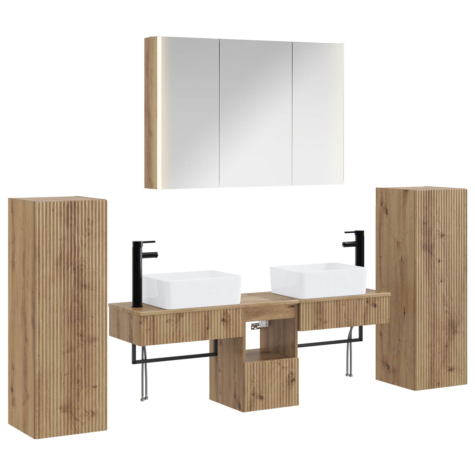 3407142_1.jpg vidaXL Sada kúpeľňového nábytku 6 pcs Dub artisan – Obrázok 1