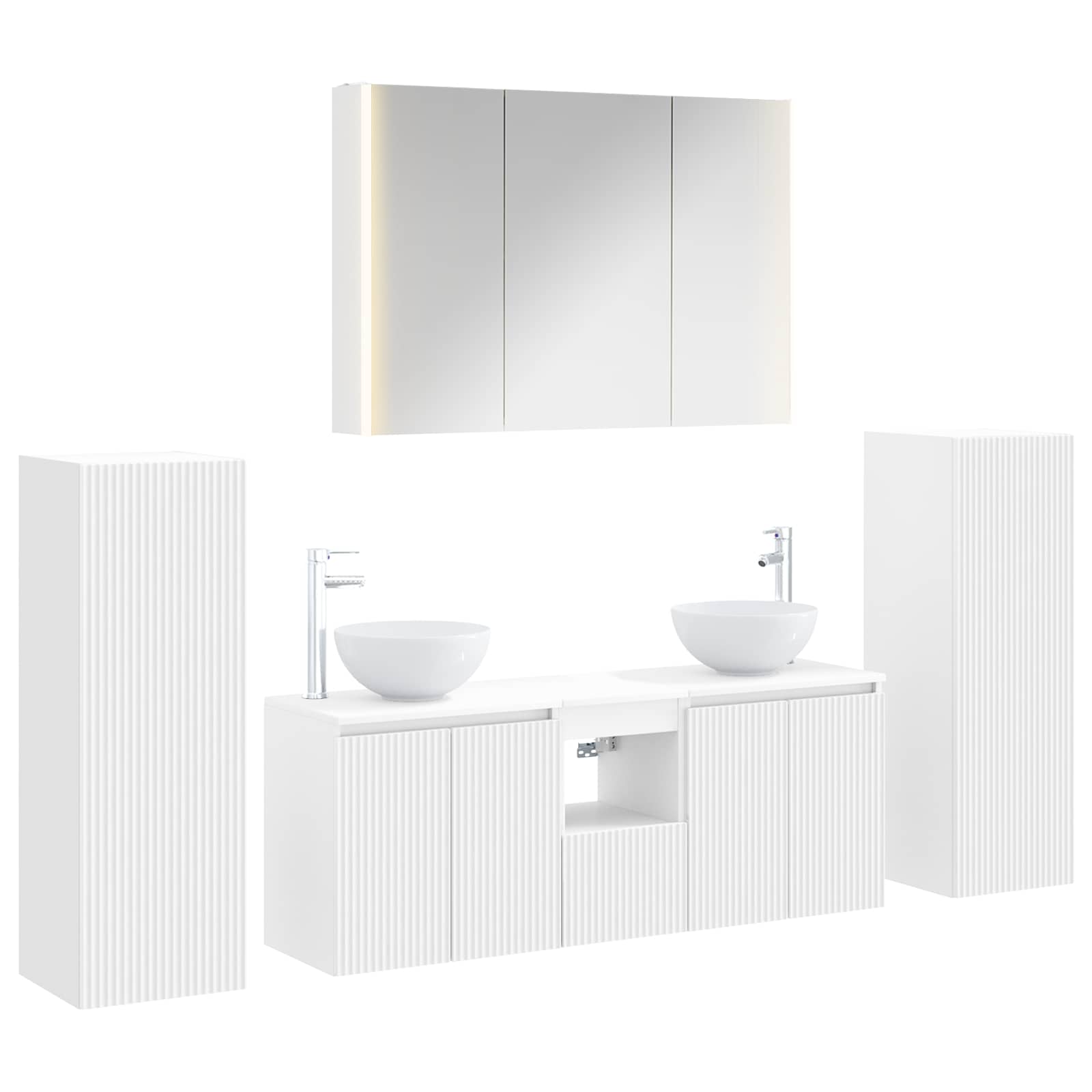 3407151_1.jpg vidaXL Sada kúpeľňového nábytku 6 pcs Biela Kompozitné drevo a sklo – Obrázok 1