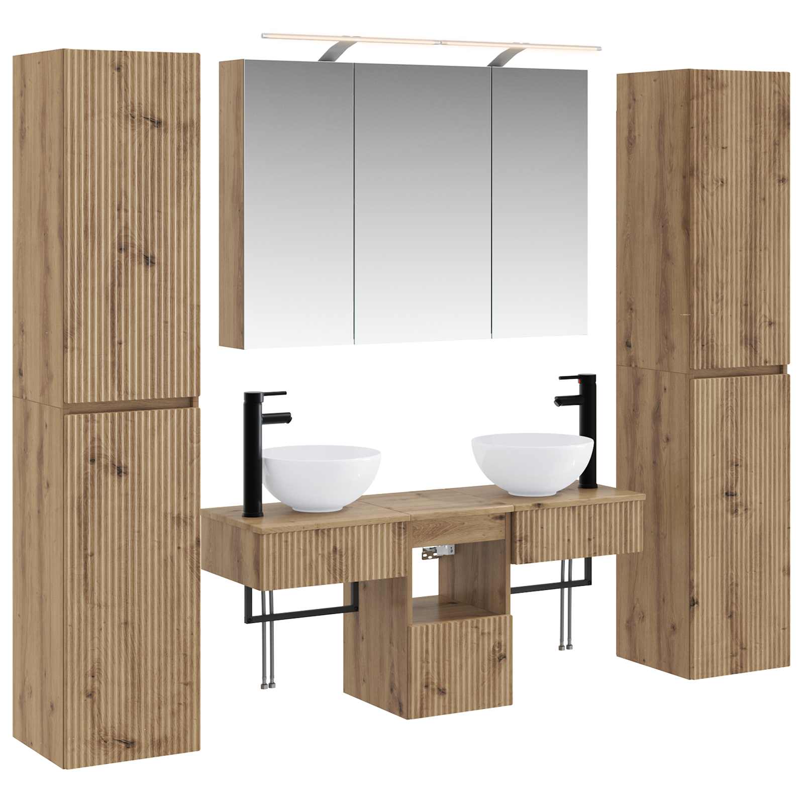 3407182_1.jpg vidaXL Sada kúpeľňového nábytku 6 pcs Dub artisan – Obrázok 1