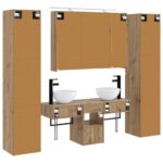 vidaXL Sada kúpeľňového nábytku 6 pcs Dub artisan – Obrázok 7