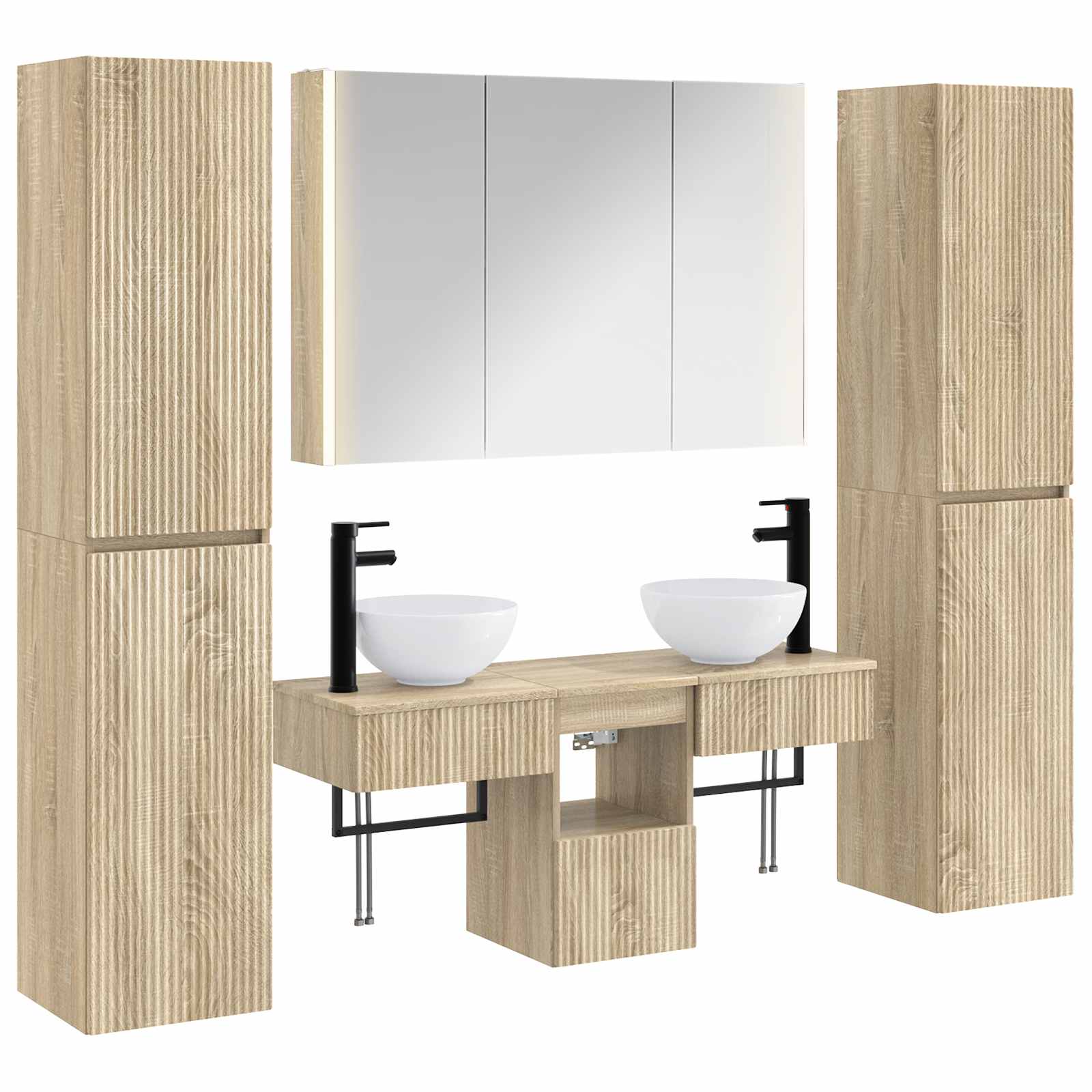 3407185_1.jpg vidaXL Sada kúpeľňového nábytku 6 pcs Dub sonoma – Obrázok 1