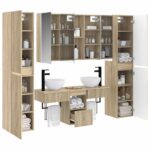 vidaXL Sada kúpeľňového nábytku 6 pcs Dub sonoma – Obrázok 2