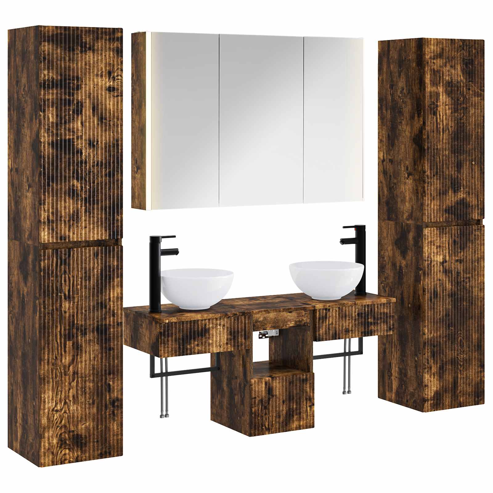 3407187_1.jpg vidaXL Sada kúpeľňového nábytku 6 pcs Dymový dub – Obrázok 1