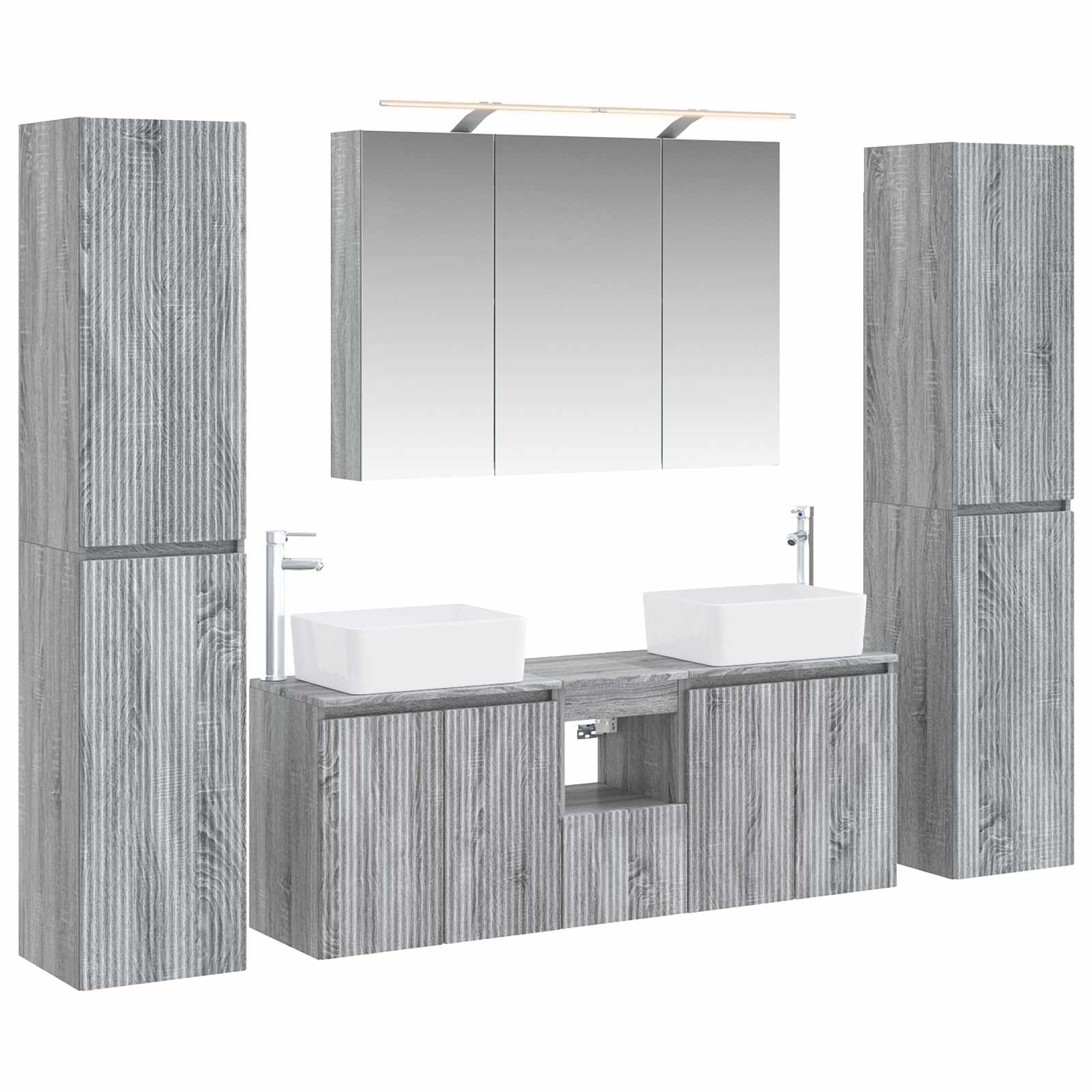 3407228_1.jpg vidaXL Sada kúpeľňového nábytku 6 pcs Sivý Sonoma – Obrázok 1