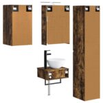 vidaXL Sada kúpeľňového nábytku 5 pcs Dymový dub – Obrázok 7