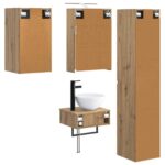 vidaXL Sada kúpeľňového nábytku 5 pcs Dub artisan – Obrázok 7