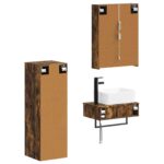 vidaXL Sada kúpeľňového nábytku 4 pcs Dymový dub – Obrázok 3