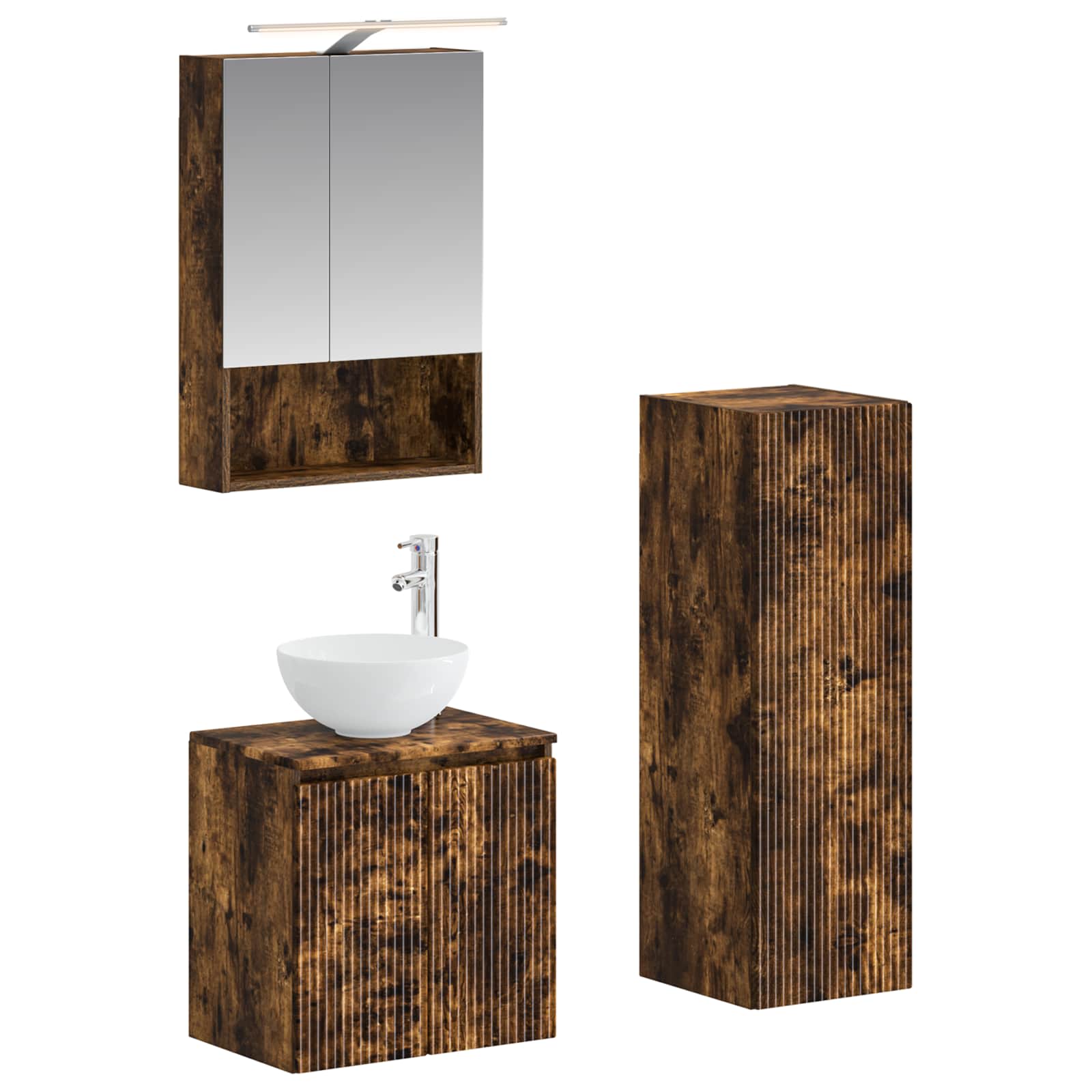 3407419_1.jpg vidaXL Sada kúpeľňového nábytku 4 pcs Dymový dub – Obrázok 1