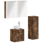 vidaXL Sada kúpeľňového nábytku 4 pcs Dymový dub