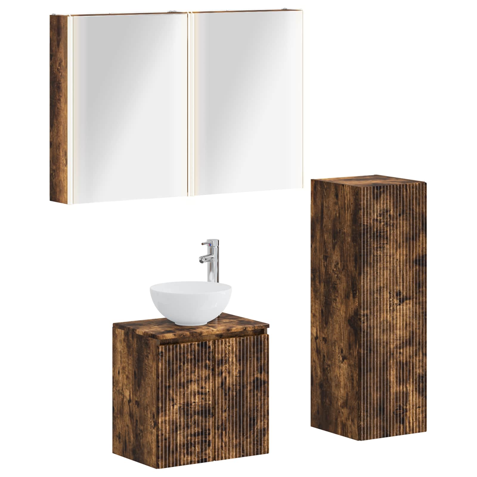 3407427_1.jpg vidaXL Sada kúpeľňového nábytku 4 pcs Dymový dub – Obrázok 1
