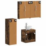 vidaXL Sada kúpeľňového nábytku 4 pcs Dymový dub – Obrázok 3