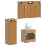 vidaXL Sada kúpeľňového nábytku 4 pcs Dub artisan – Obrázok 3
