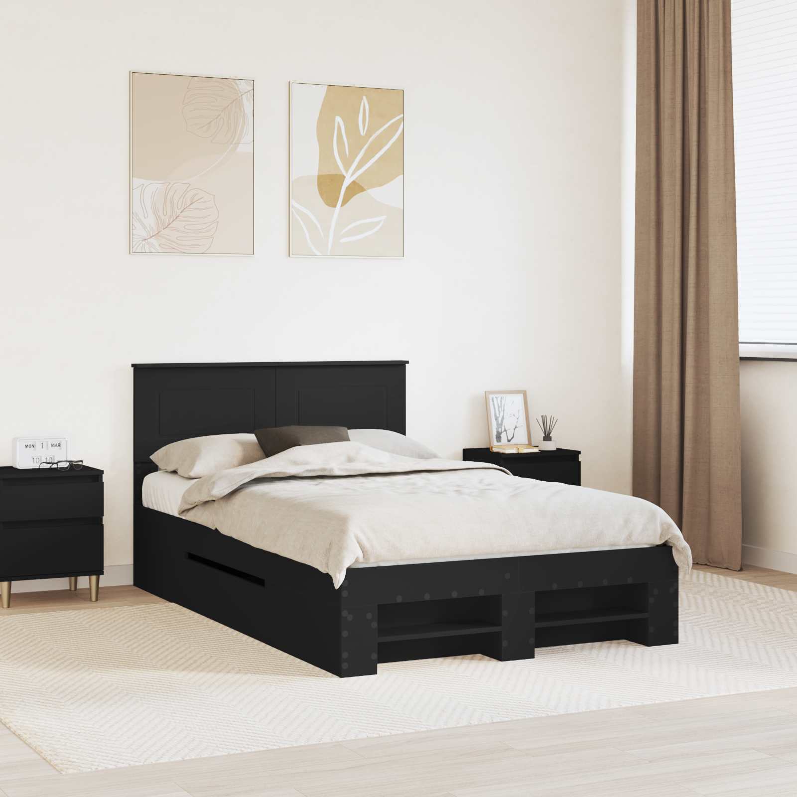 3408782_1.jpg vidaXL Rám postele Čierna 120 x 200 cm Kompozitné drevo – Obrázok 1