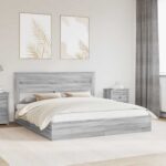 vidaXL Úložná posteľ Sivý Sonoma 200 x 200 cm Kompozitné drevo