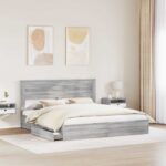 vidaXL Úložná posteľ Sivý Sonoma 200 x 200 cm Kompozitné drevo – Obrázok 3