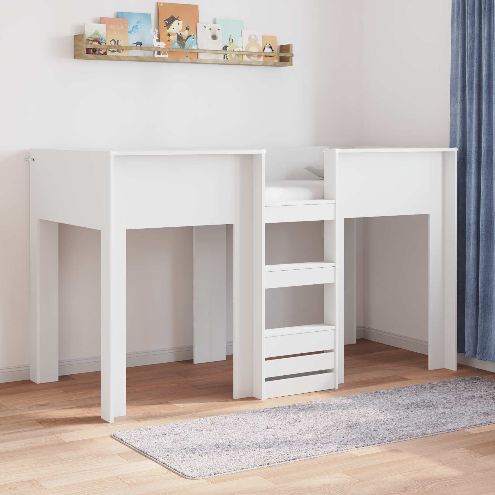 3410467_1.jpg vidaXL Poschodová posteľ pre deti Biela 75 x 190 cm Kompozitné drevo – Obrázok 1