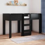 vidaXL Poschodová posteľ pre deti s úložiskom Čierny dub 75 x 190 cm