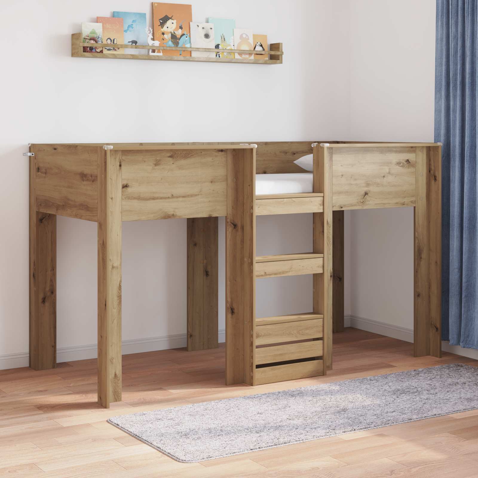 3410474_1.jpg vidaXL Poschodová posteľ pre deti Remeselný dub 75 x 190 cm – Obrázok 1