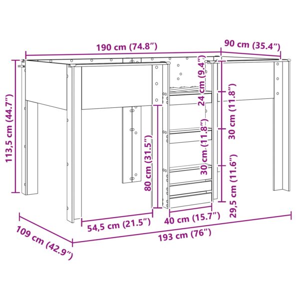 vidaXL Poschodová posteľ pre deti Remeselný dub 90 x 190 cm – Obrázok 10