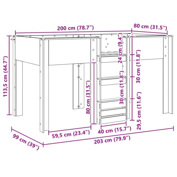 vidaXL Poschodová posteľ pre deti Remeselný dub 80 x 200 cm – Obrázok 10